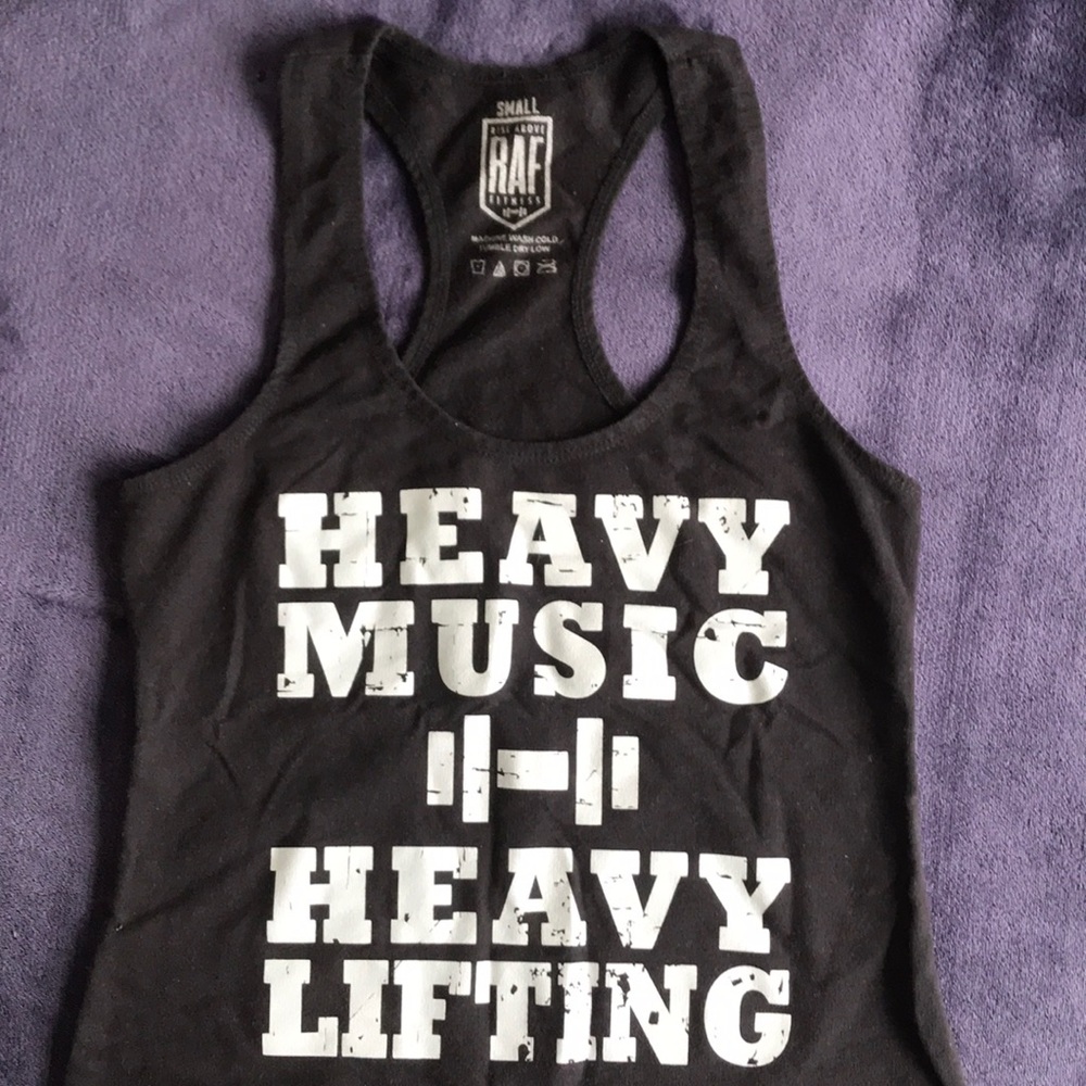 Rise Above Fitness (RAF) Heavy Music Heavy Lifting Racerback Tank